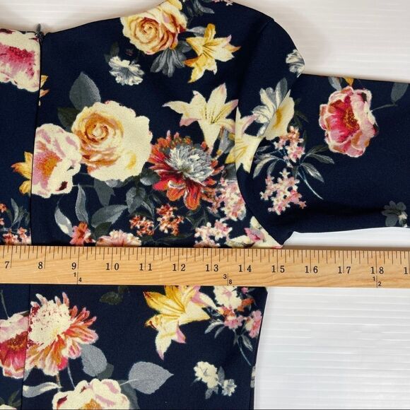 Moci by Purple Rain Dress CHLOE 3/4 Sleeved Navy Floral Women's Size Small - Picture 7 of 10